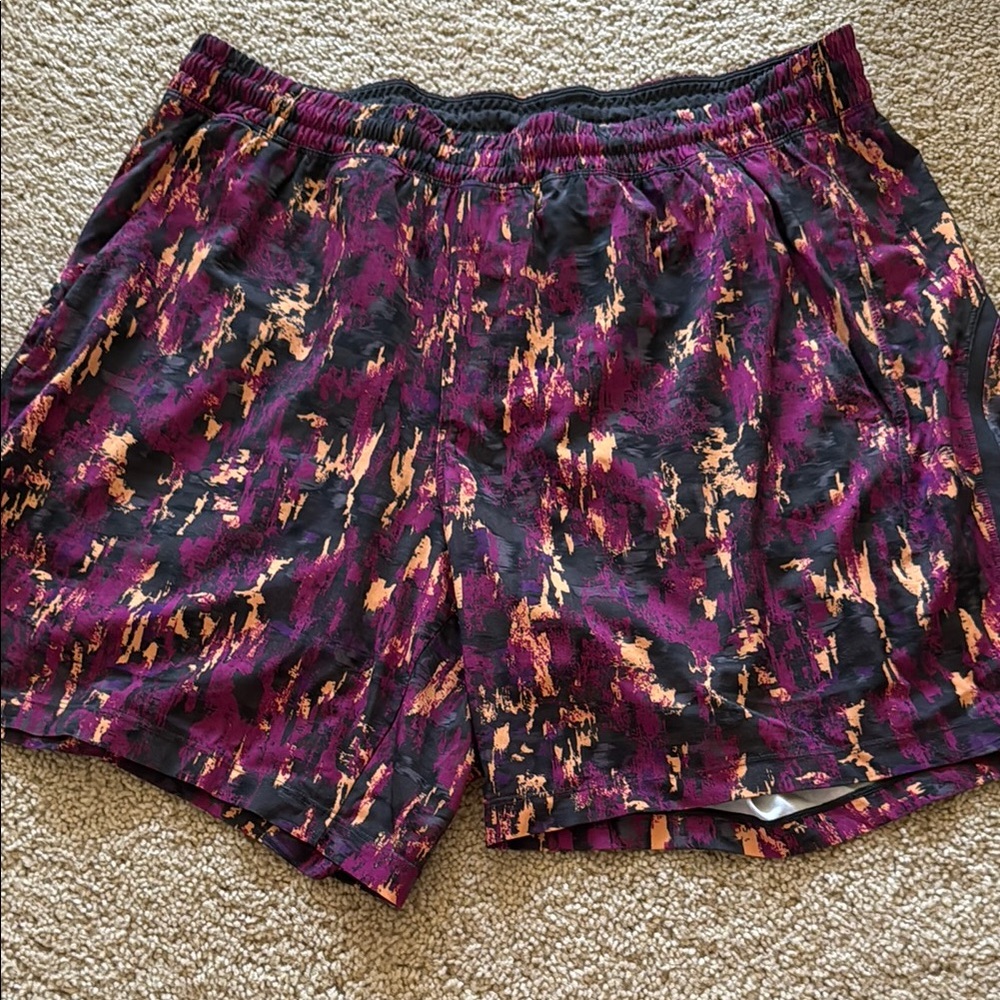 Lululemon Athletica Black and Purple Athletic Shorts